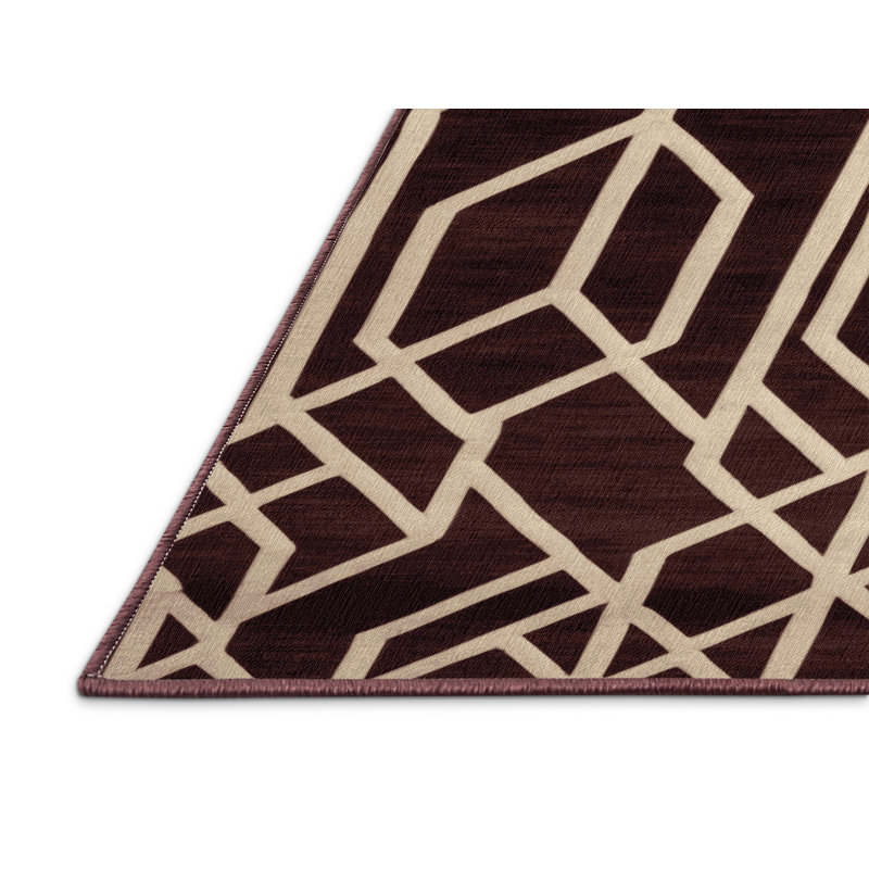 Tapis brun treillis lavable à la machine, Rectangle 7 pi x 9 pi