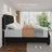 Bed Frame with 50.2" Headboard, Upholstered Platform Bed Frame with Vertical Channel Tufted Velvet Fabric, Extra Large Tufted headboard, Nailhead Trim, No Box Spring Needed-1005828311-1005828309