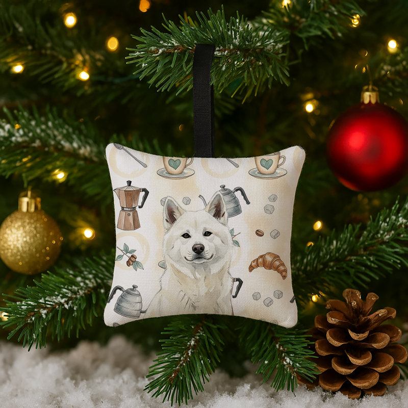 Ornement suspendu en tissu blanc Akita, Akita White