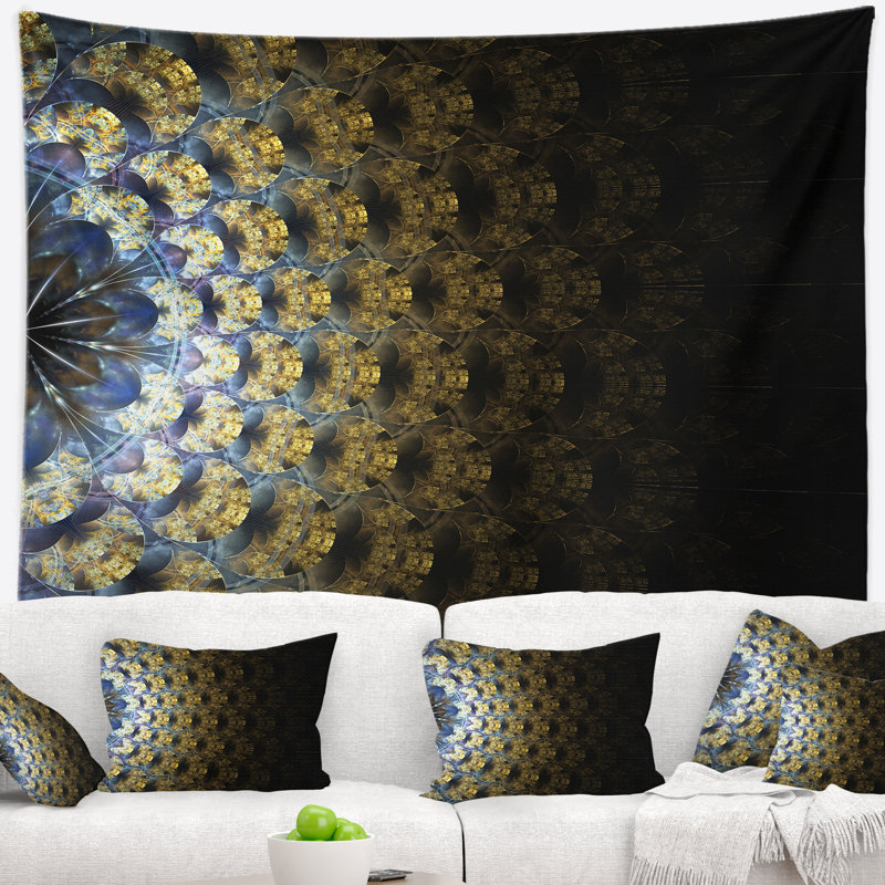 Tapisserie fleur abstraite à fleur symétrique, H 68 po x l 80 po