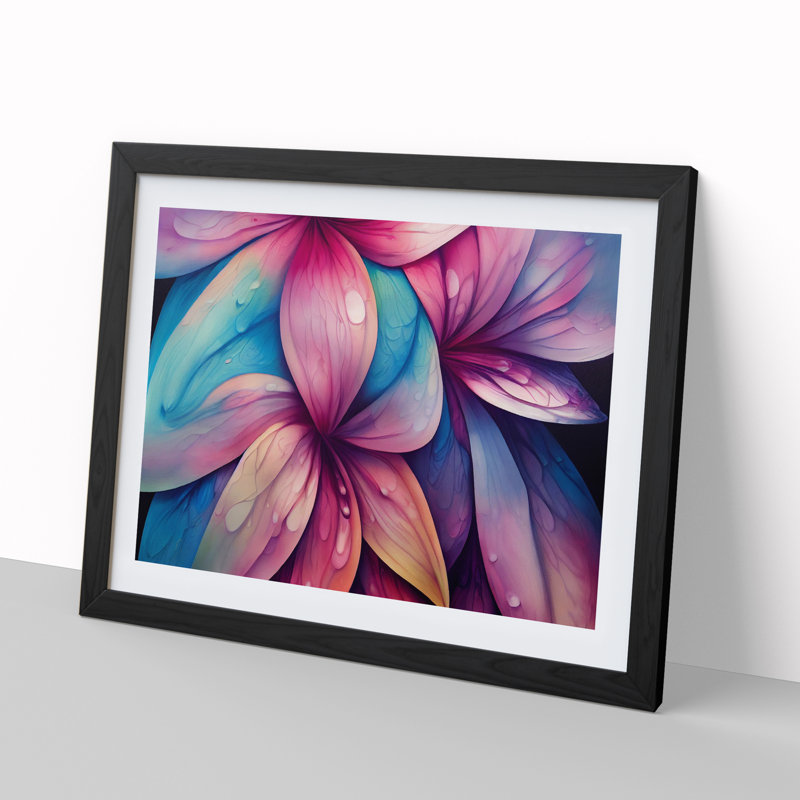 Colourful Flowers Vol.2 Abstract - Single Picture Frame Painting, Black Framed, 46cm H x 64cm W x 2cm D