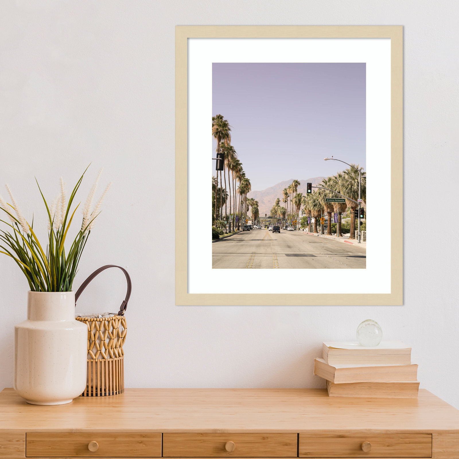 Palm Spring Street by Shot by Clint Wood Framed Wall Art Print, Brown, 21" H x 17" W