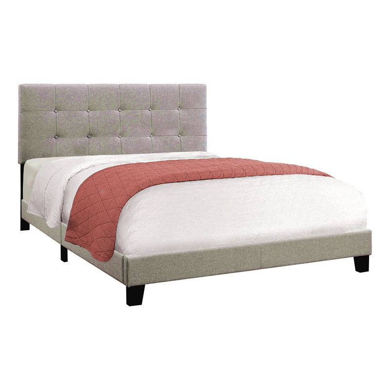 Bed, Queen Size, Bedroom, Upholstered, Gray, Queen