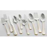Gold Accent Cameo 65-Piece Stainless-Steel Flatware Set, Service for 12