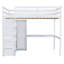 Lit en mezzanine en bois de pin blanc et lit double avec garde-robe intégrée, bureau à tablettes pour la lecture