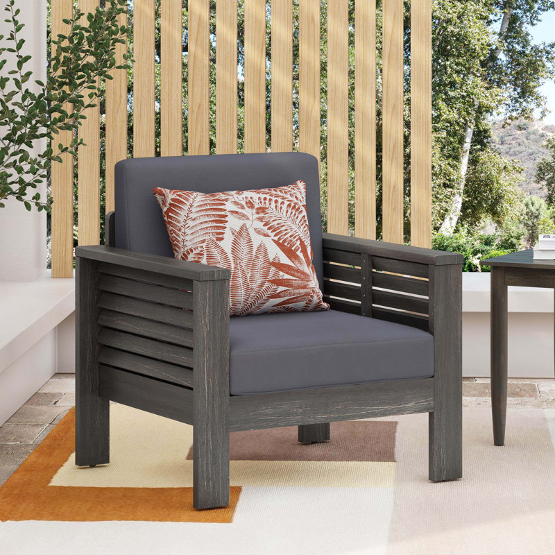 Outdoor Acacia Wood Club Chairs, Gray