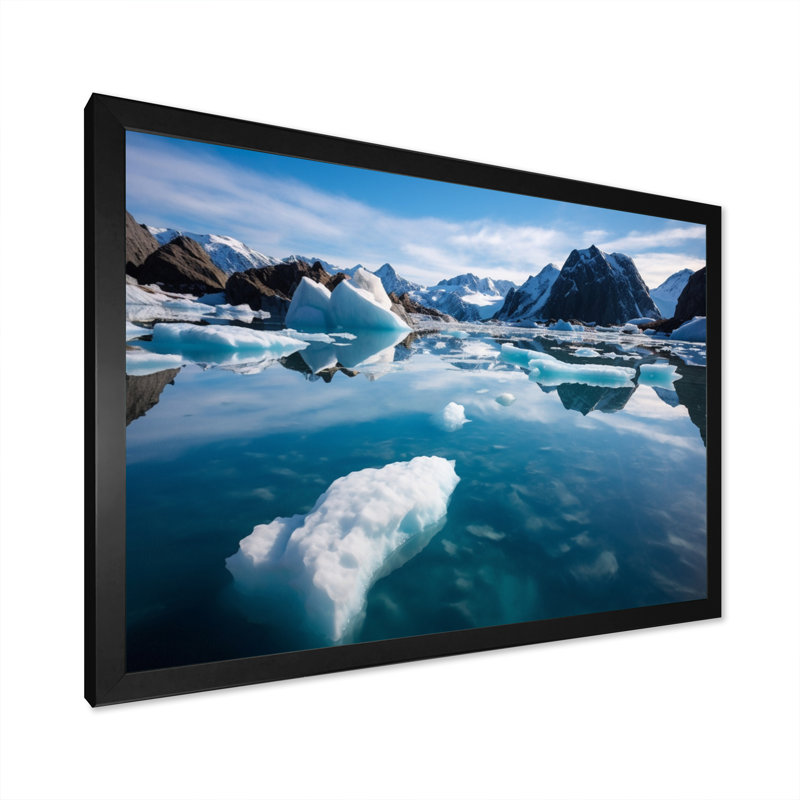 Glaciers à couper le souffle en Alaska II sur toile, H 12 po x l 20 po x P 1 po, Cadre photo noir