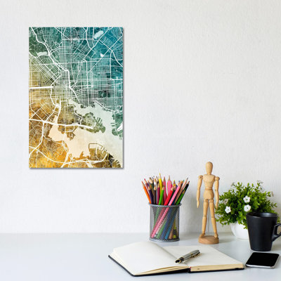 Baltimore Maryland Map by Michael Tompsett - Wrapped Canvas Gallery-Wrapped Canvas Giclée