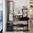 Full Body Mirror Cabinet + Round Mirror LED Vanity Table + Cushioned Stool, With 2 AC + 2 USB Power Station,17" Diameter LED Mirror, Touch Control, 3-Color, Brightness Adjustable, Large Desktop