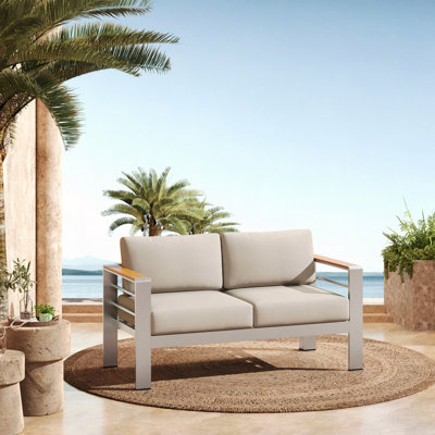 Causeuse d'extérieur en aluminium, structure avec coussin