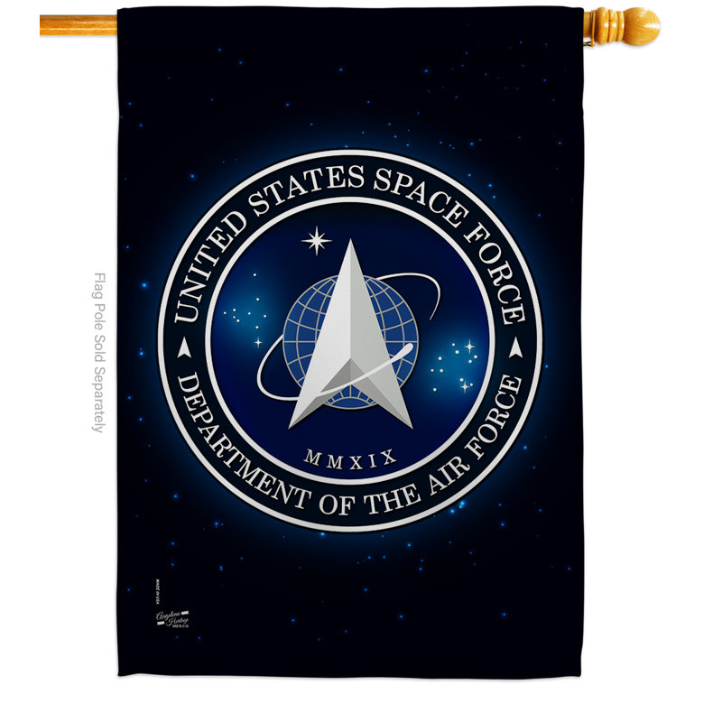 Pièce décorative à 2 faces 40 x 40 po space force-impressions drapeau de la maison en polyester
