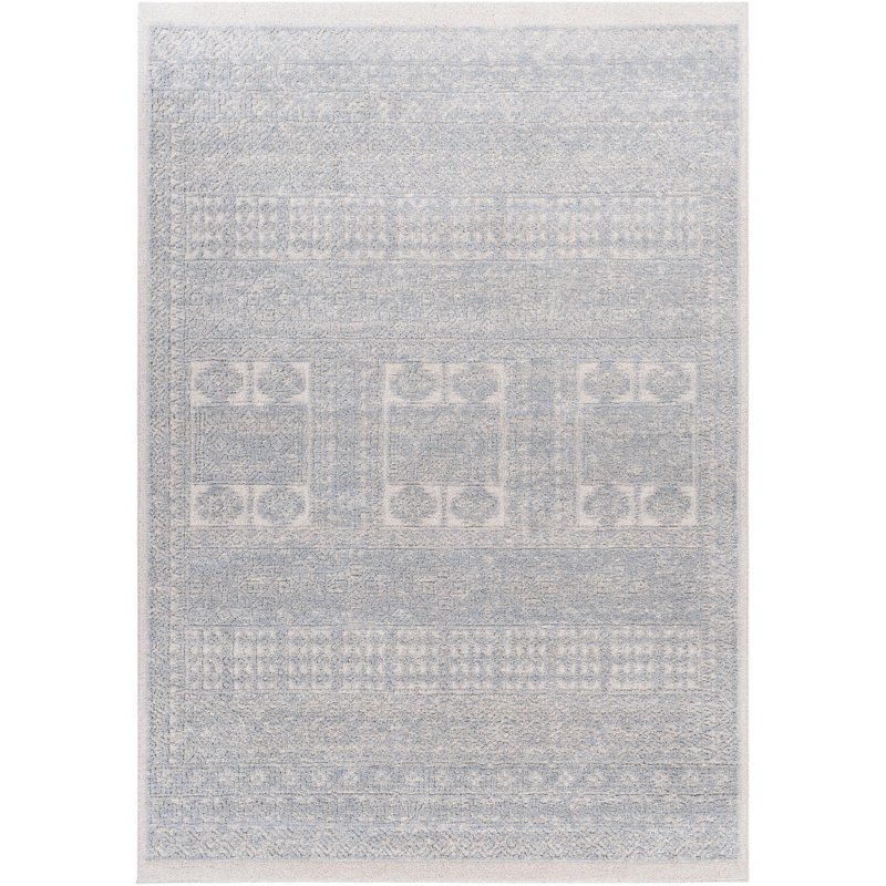 Tapis gris à motif géométrique Flux, Rectangle 5 pi 3 po x 7 pi 7 po
