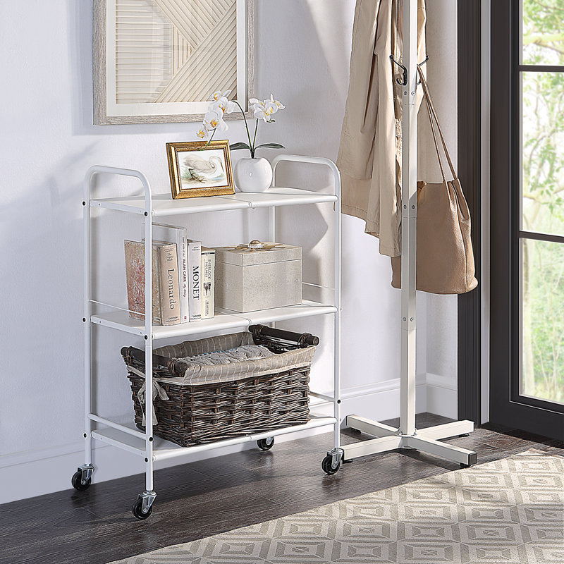 33.27'' H Utility Cart with Wheels, 33.27" H x 24.29" W x 11.81" D, White