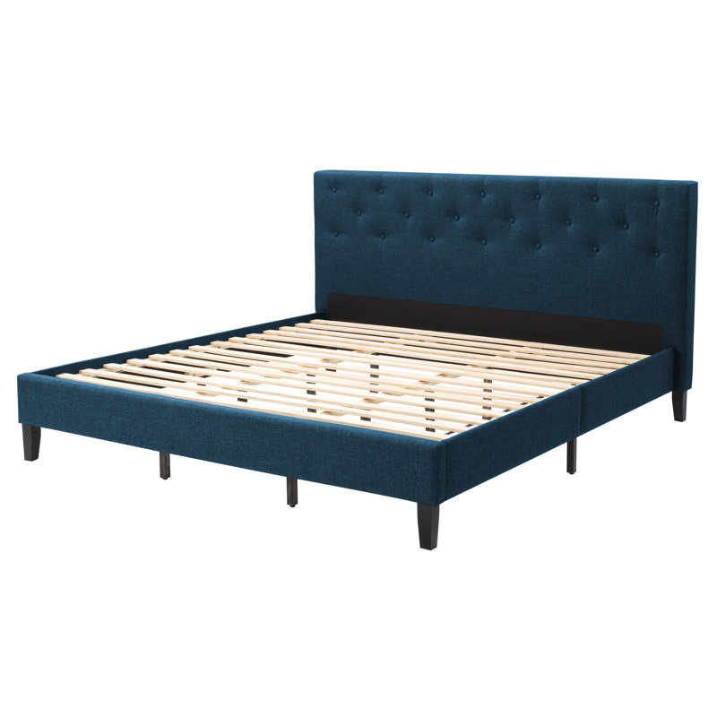 Achilles Upholstered Platform Bed, Ocean Blue, King