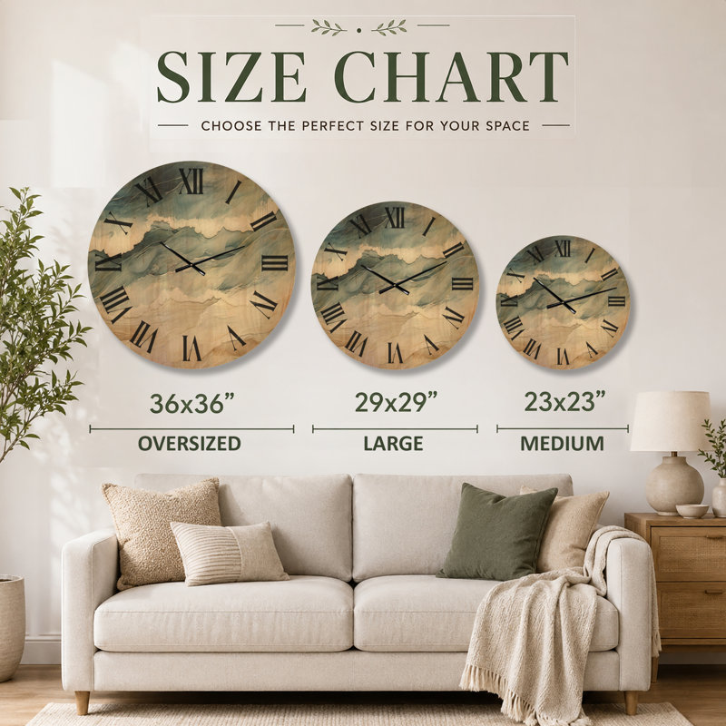 Horloge murale surdimensionnée en bois bleu et beige Modern Modern, Surdimensionné