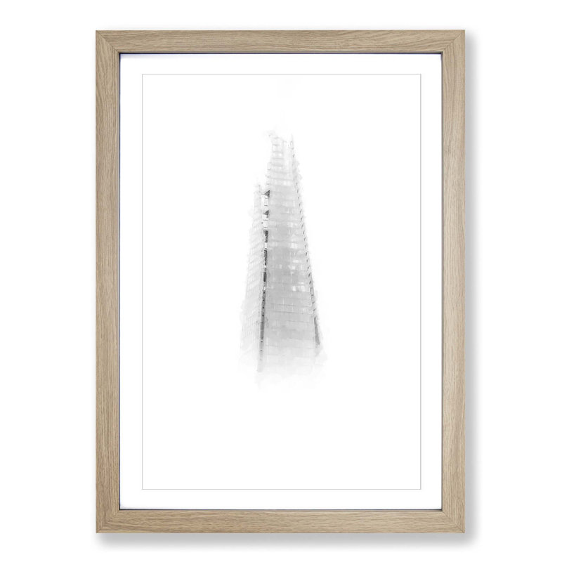 The Shard in London England Abstract Art - Picture Frame Graphic Art Print, 50cm H x 35cm W x 2cm D, Oak