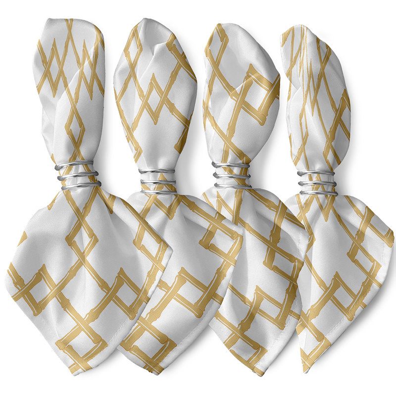 Kywan Polyester Geometric Square Napkin, Yellow
