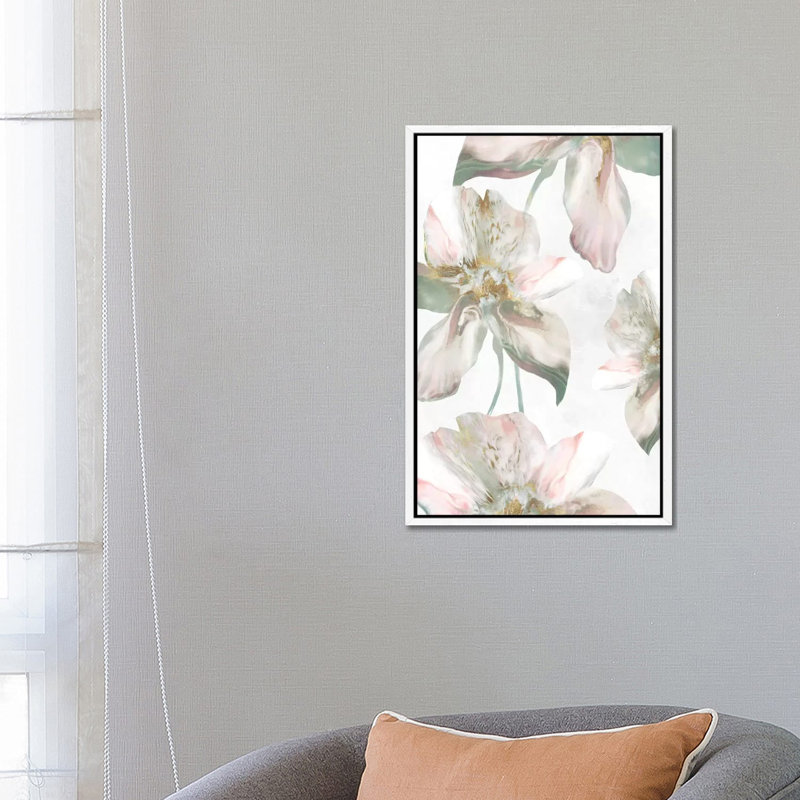 Silk Blush II by Eva Watts - Painting on Canvas, 66.04cm H x 45.72cm W x 3.81cm D, White Framed