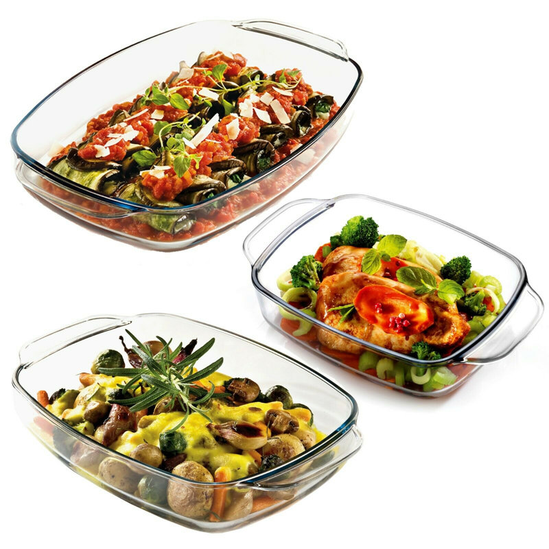 Symple Stuff Hwit Rectangle Glass 3 Piece Ramekin / Soufflé Dish Bakeware Set