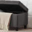 Banc de rangement rembourré capitonné à boutons, banc d'entrée en tissu de lin avec pieds en bois fuselés, banc de lit - gris foncé-1797221526