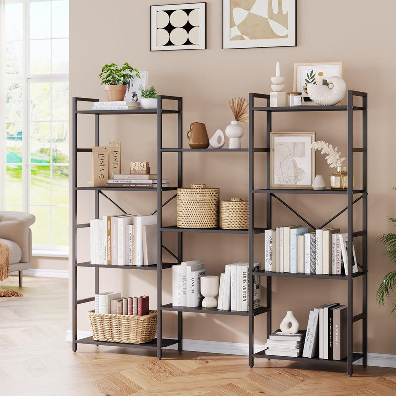 138cm H x 158cm W Steel Bookcase, Black