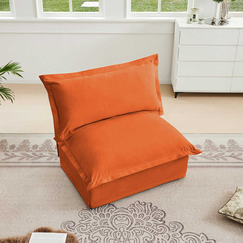 Orange sans accoudoirs avec confort luxueux, chenille respirante, housses amovibles et installation rapide - coussins de siège simples de 35,78 po de profondeur, tissu, assemblage facile