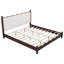 Lit plateforme très grand en bois avec tête de lit tapissier, structure espresso et tissu beige-514644998-514644997