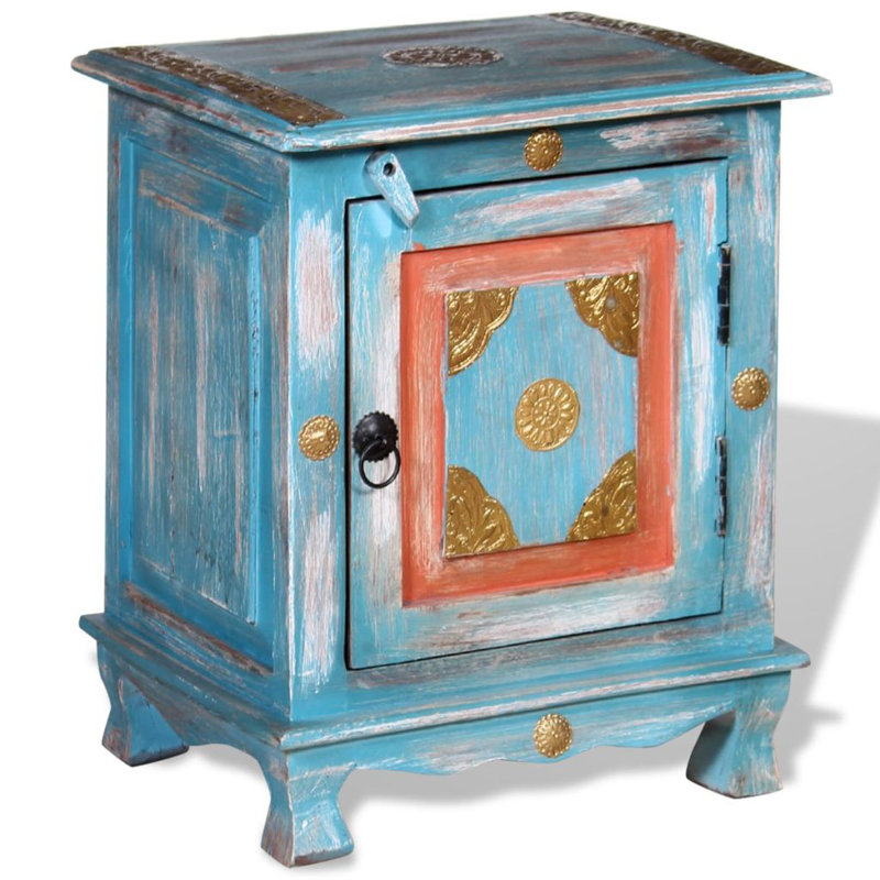 Paddington 40cm W Solid Wood Bedside Table, Blue