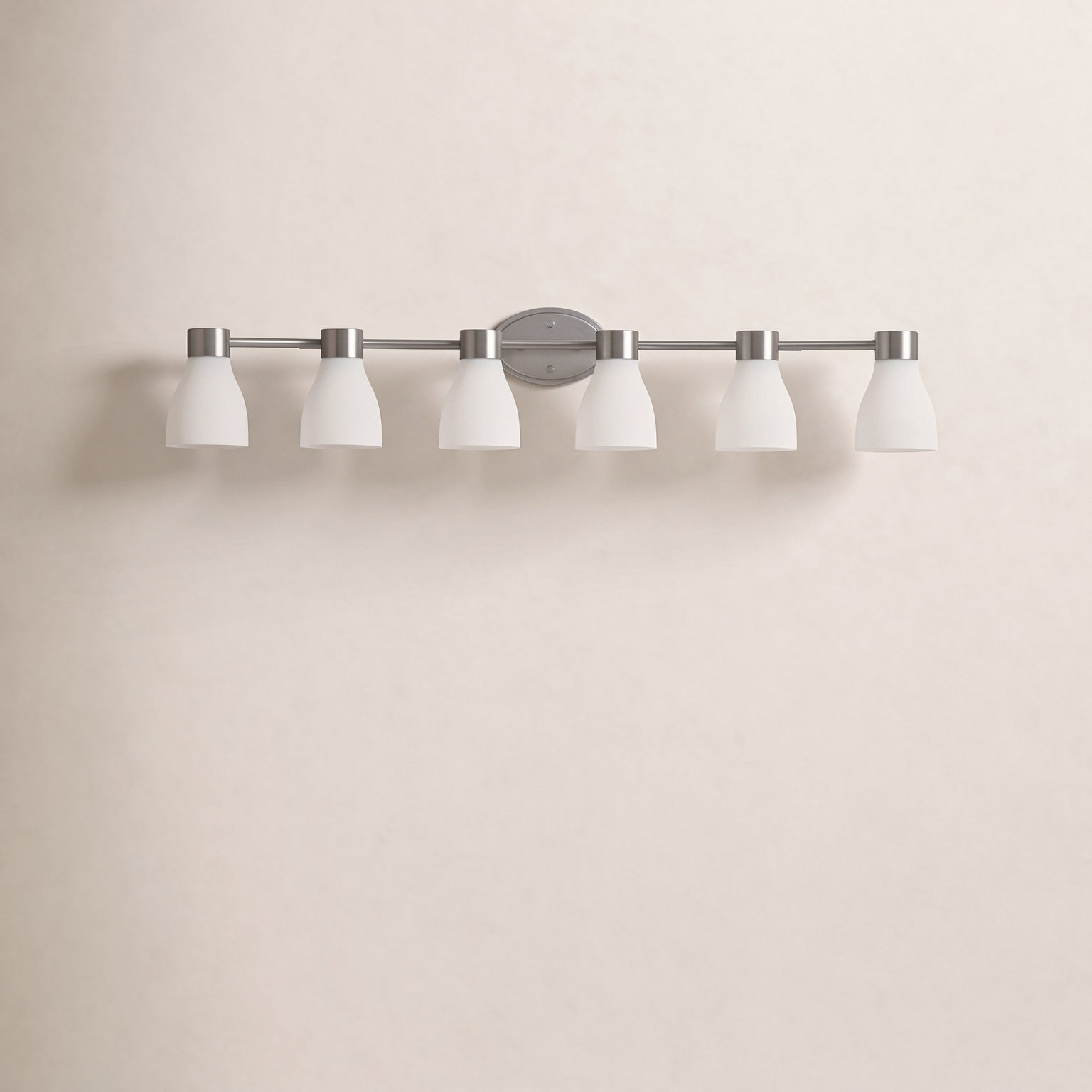 Jessa Opal Glass Dimmable Vanity Light, 6, Brushed Nickel