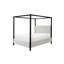 Lit à baldaquin Gena, tissu d'ameublement blanc capitonné Channel-114018739