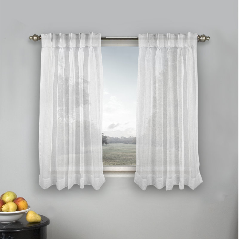 Paire de rideaux semi-transparents Patricia, Blanc, L 26 po x L 54 po
