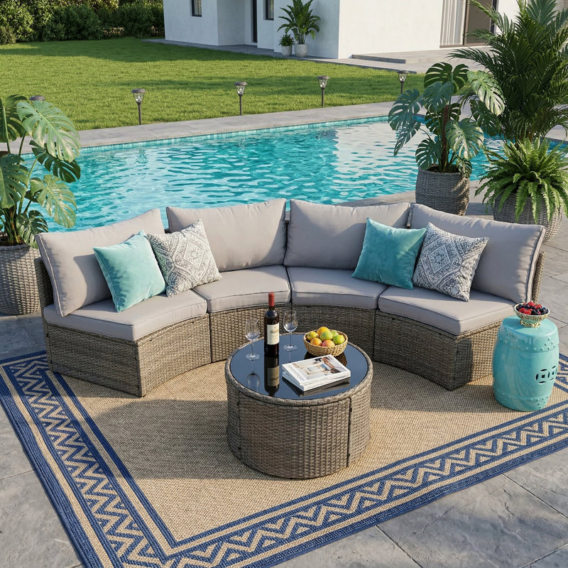 Canapé modulaire demi-lune pour l'extérieur
