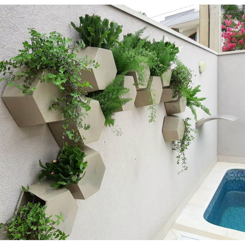 Inett Polyethylene Wall Planter Set, Taupe, 2