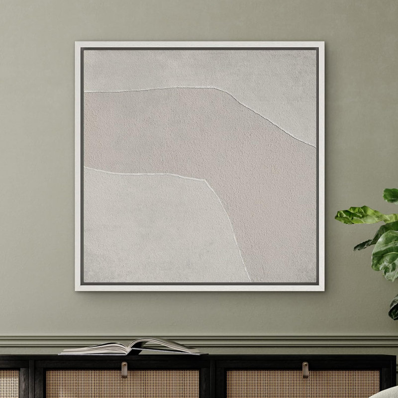 Motif géométrique gris sur deux tons - reproduction sur toile flottante, H 24 po x l 24 po x P 1,5 po, Cadre blanc