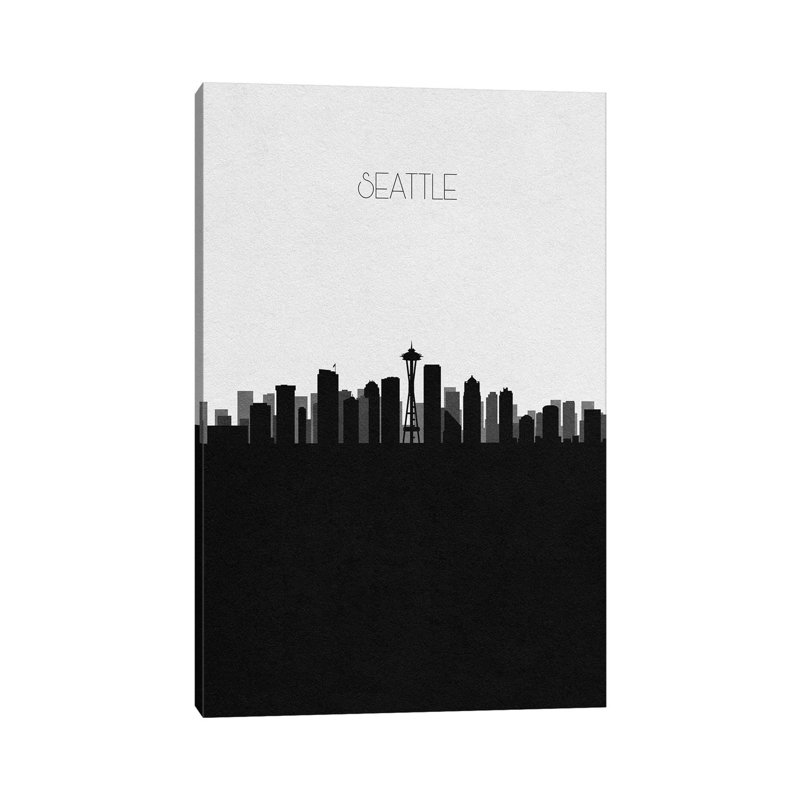Seattle, Washington City Skyline 1 Piece Wrapped Canvas Wall Art, 20.32 cm H x 30.48 cm W