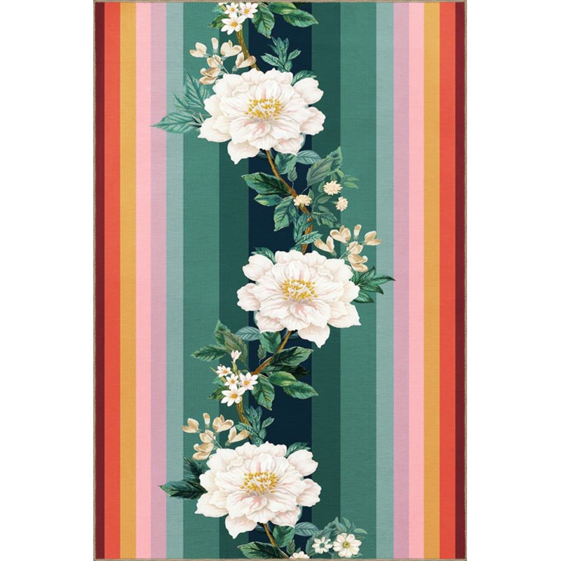 Tapis décoratif tissé à fleurs suspendu et lavable à la machine, Tapis de couloir 3 pi 3 po x 9 pi 10 po
