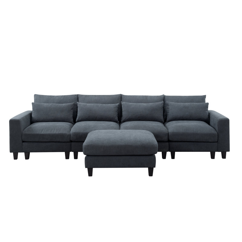 Canapé modulaire 5 pièces rembourré, Mélange de polyester gris foncé