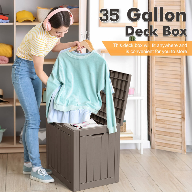 2 Packs 35 Gallon Deck Box, Gray