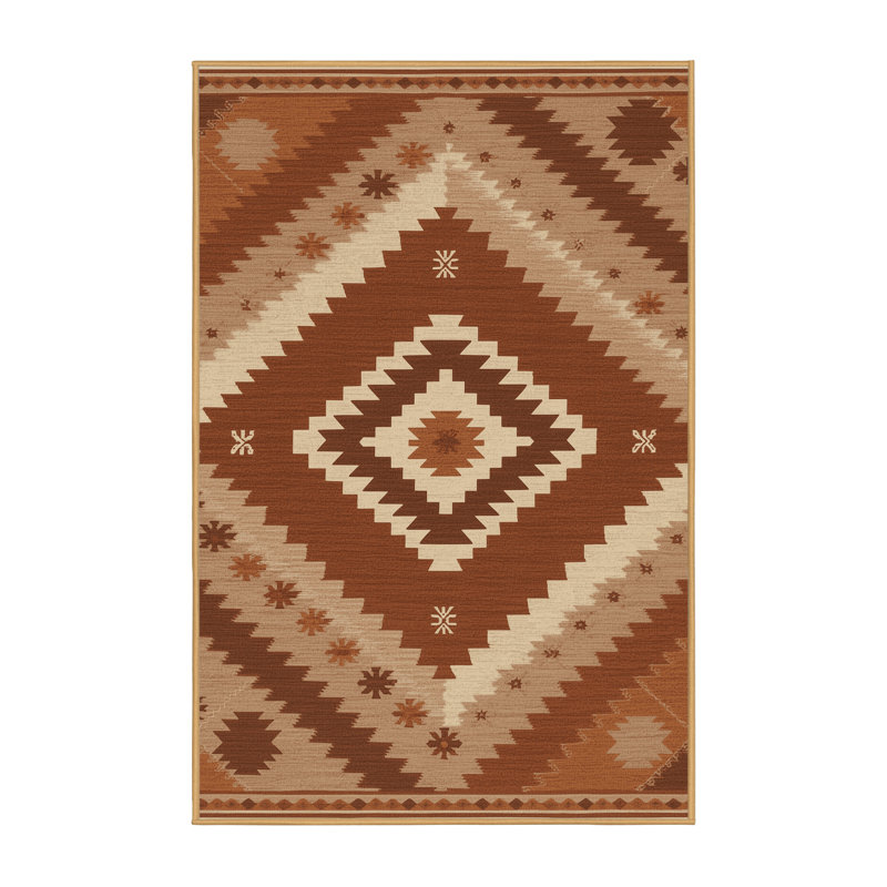 Tapis oriental doux et moelleux de style oriental Eilerman en brun - reliure brun clair, 3 X 5