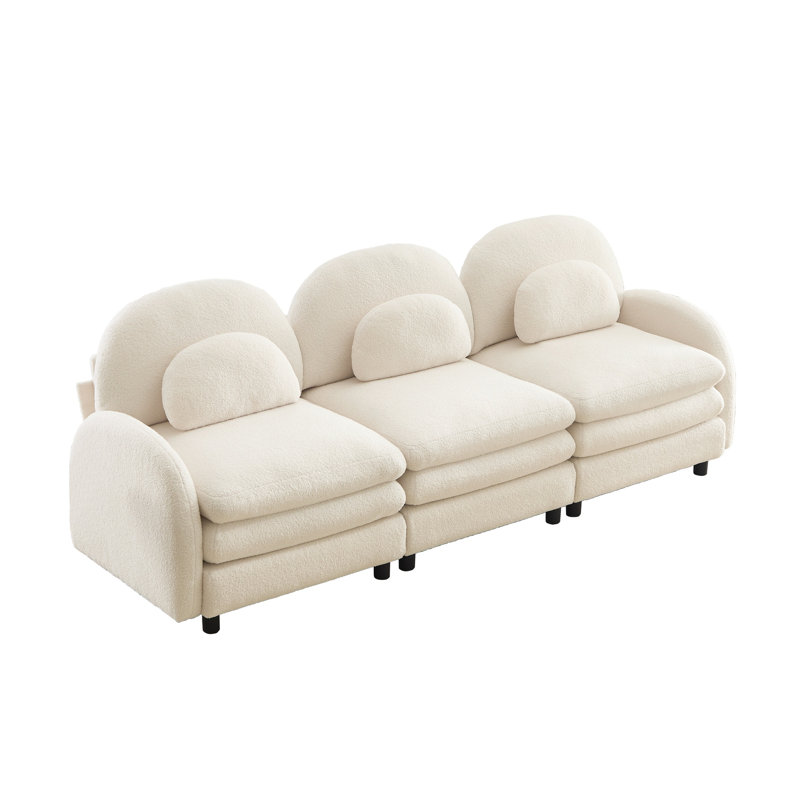 Canapé 3 places Teddy, Beige / Blanc