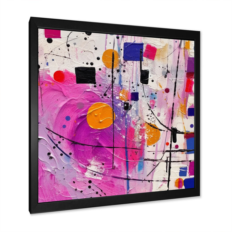 " Pink Cubism Unleashed ", 30" H x 30" W x 1" D, Black Single Picture Framed