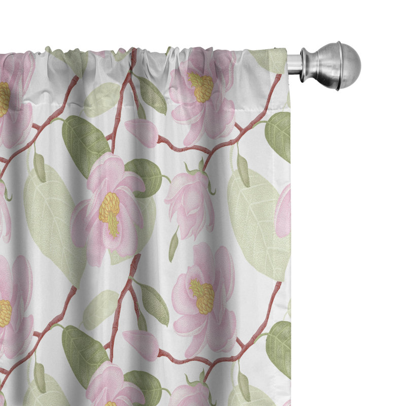 Victorian Floral Semi-Sheer Rod Pocket Curtain Panels, 28" x 63"