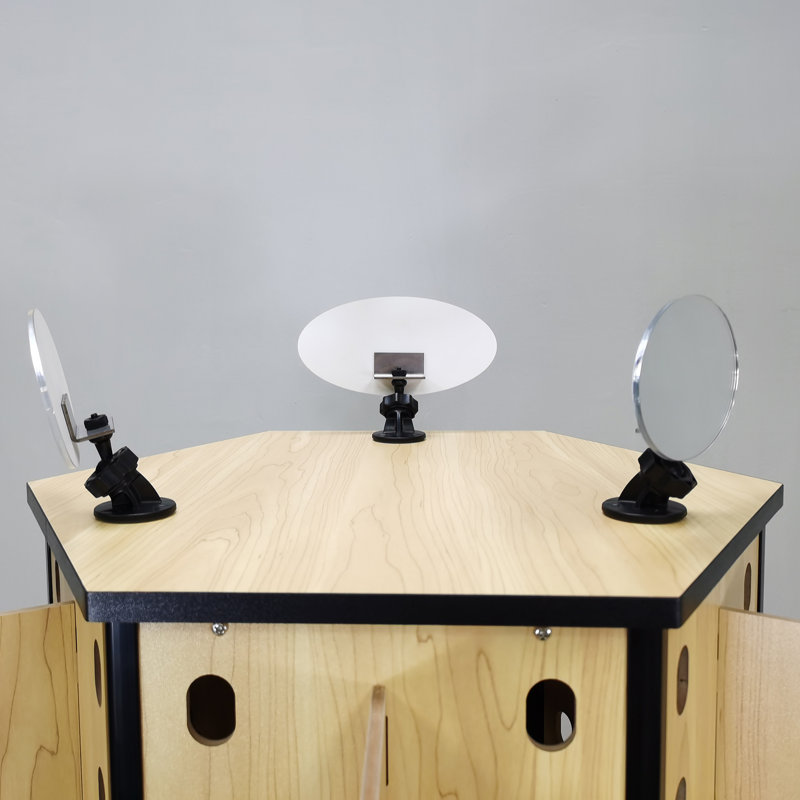 Light Brown Wood 6-Sided Floor Display with Locking Storage