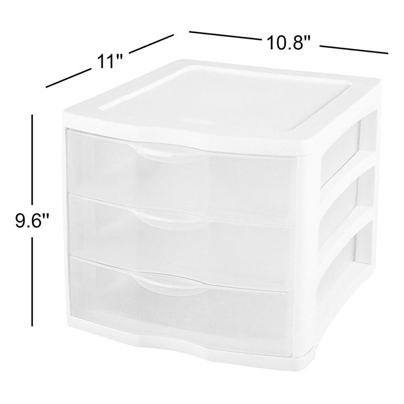 Sterilite ClearView Compact Stacking 3 Drawer Storage Organizer System