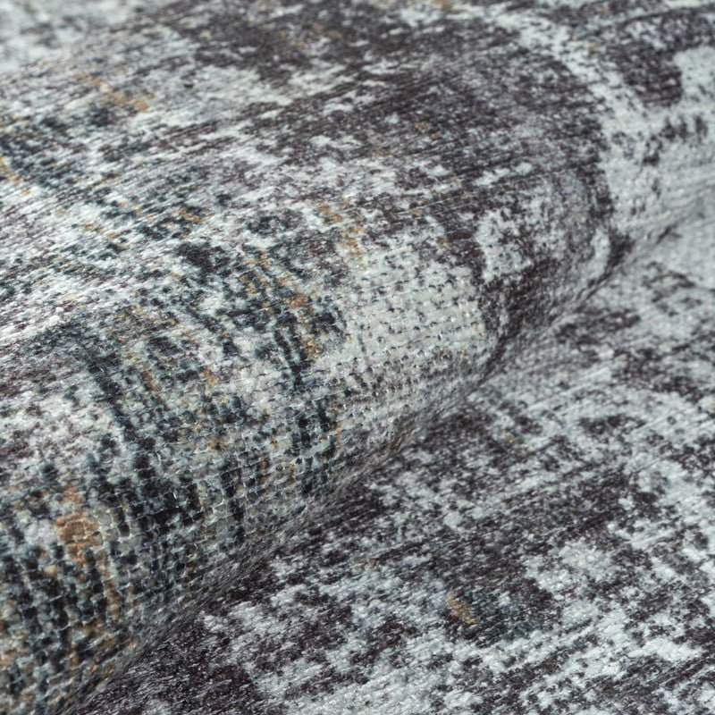 GLN Contemporary Collection - Modern Machine Washable Area Rug, Non Slip, Abstract, Living Room, Bedroom, Bathroom (Gray)