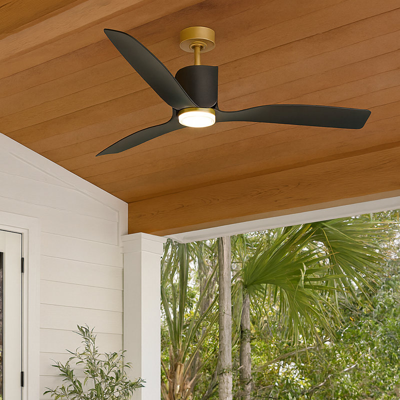 Ventilateur de plafond intelligent DEL Hinkley Sven, Doré, Noir mat