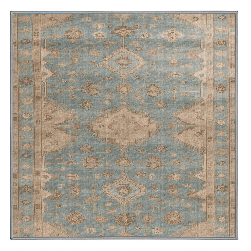 Tapis gris Afyon lavable à la machine, Carré 5 pi