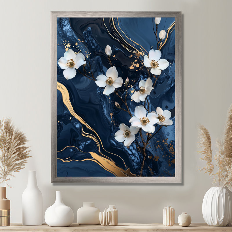 Kneeland - impressions murales florales, Silver, 40" H x 30" W, Single Picture Framed Print
