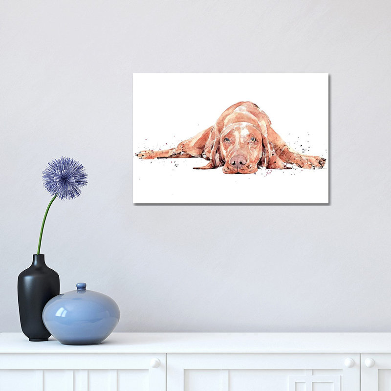 Vizsla Flat Out par EdsWatercolours - Imprimé, Pas de tapis, Toile tendue, H 12 po x l 18 po x 1,5 po