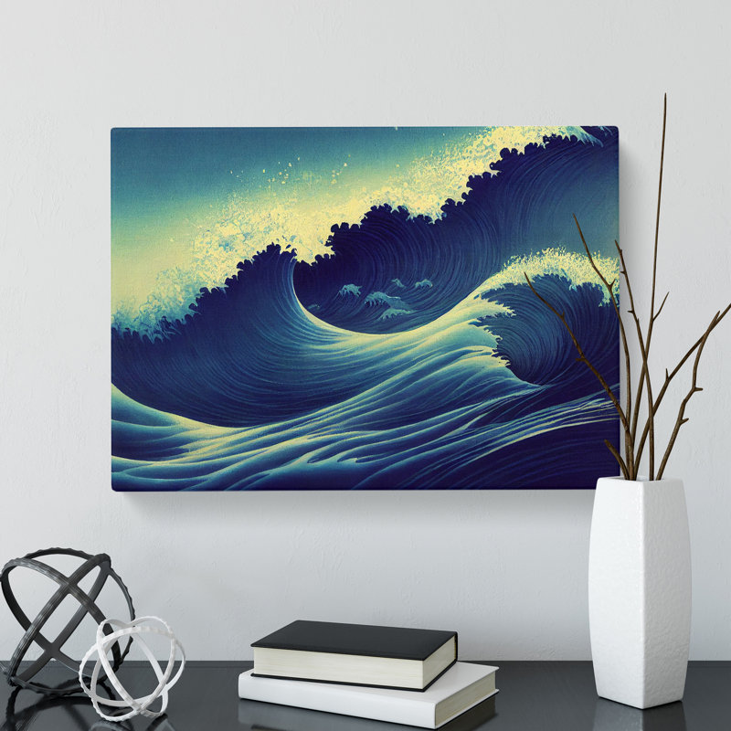 Gracious Japanese Wave - Wrapped Canvas Print, 35cm H x 50cm W x 3cm D